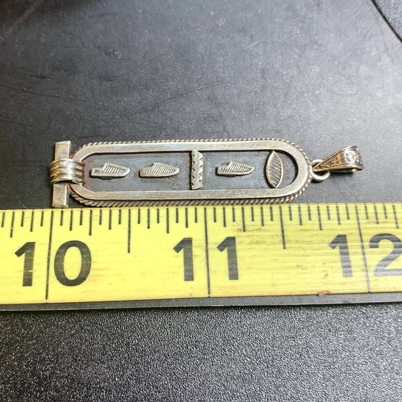 VTG Solid Sterling Silver 925 Traditional Cartouche Pendant Size 2'' Length - Picture 9 of 12